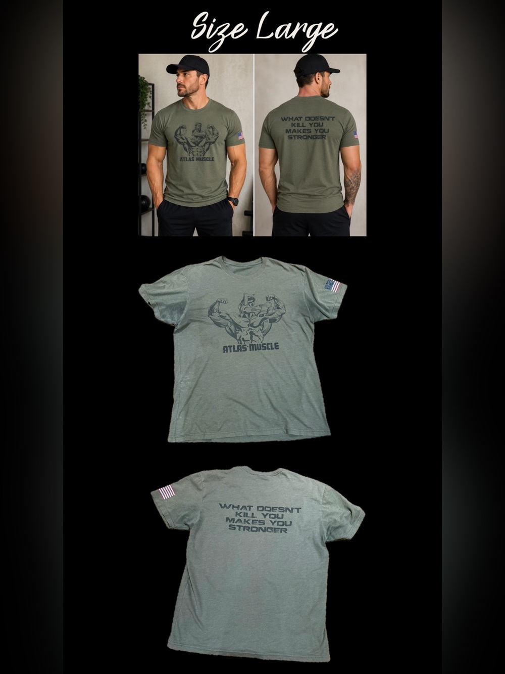 Atlas Muscle Olive Short Sleeve Graphic Tee - Men's